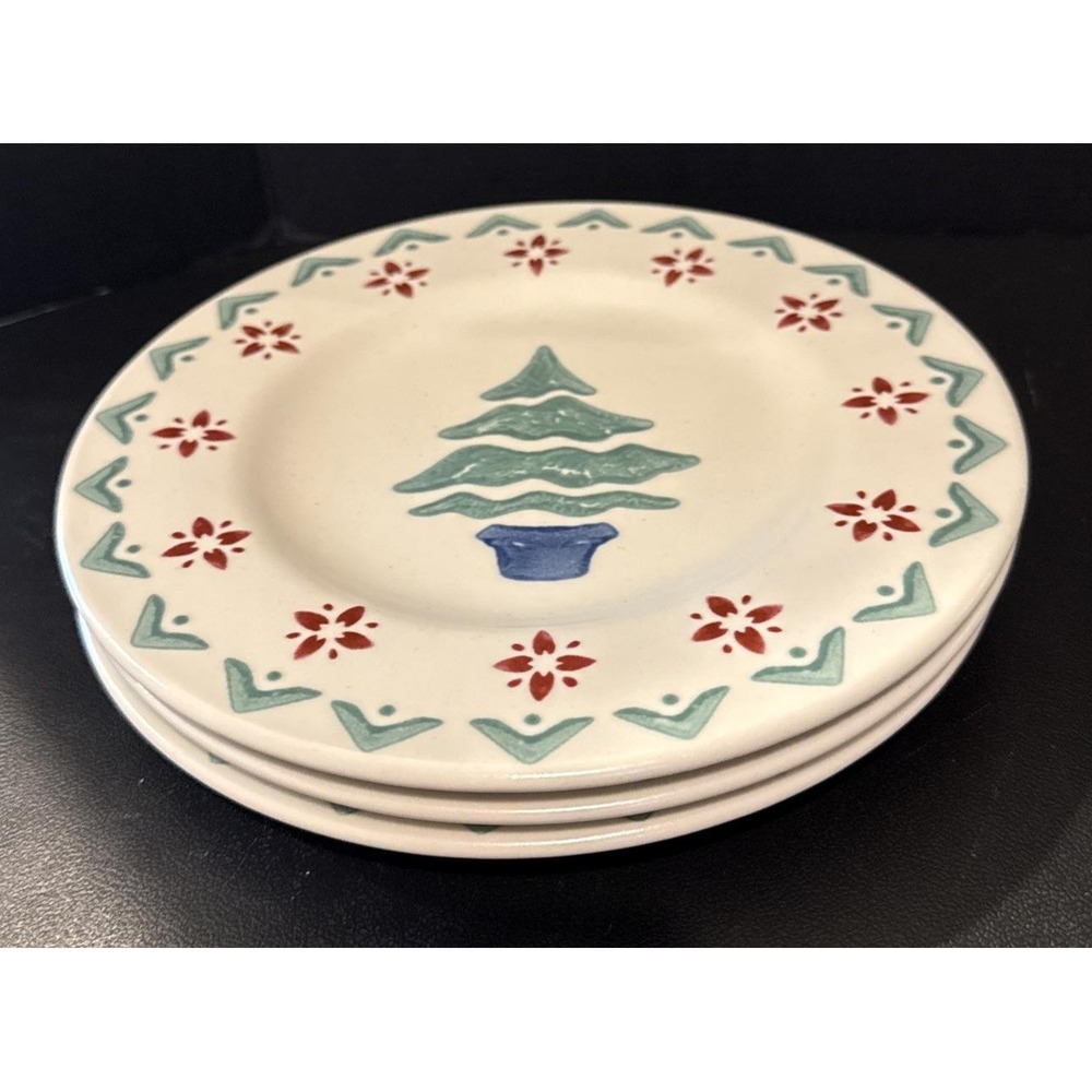 Pfaltzgraff Nordic Christmas Tree Salad Plates Plate 8 Inch Set Of 3 NEW USA